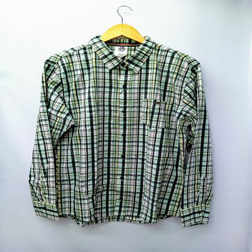 CAMISA MANGA LARGA TALLA XL - SAN DIEGO - CUELLO FRANCES - VERDE MENTA/NG/BL CUADROS