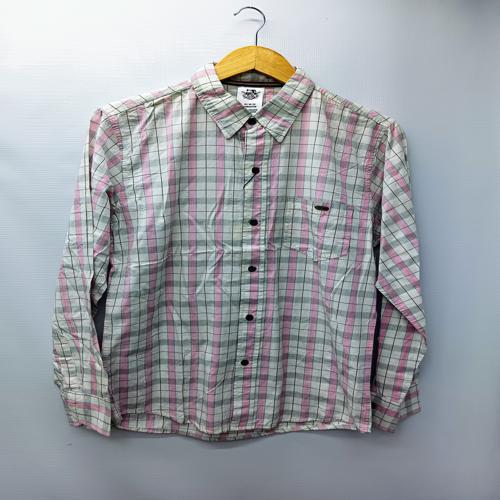 CAMISA MANGA LARGA TALLA XL - SAN DIEGO - CUELLO FRANCES - BLANCO/ROSADO/PLOMO CUADROS