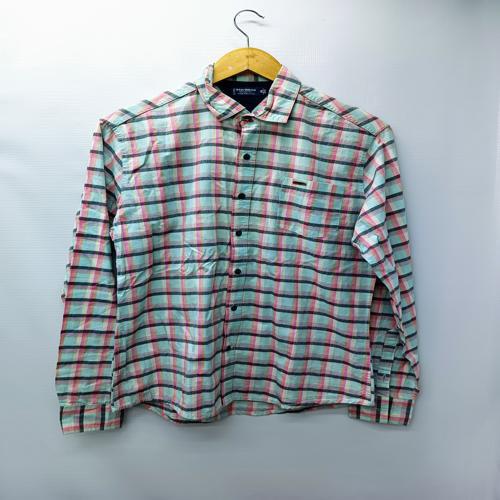 CAMISA MANGA LARGA TALLA M - SAN DIEGO - CUELLO FRANCES - CUADROS ROSA/CELESTE/NEGRO