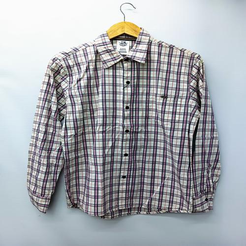 CAMISA MANGA LARGA TALLA XL - SAN DIEGO - CUELLO FRANCES - CUADROS BLACO/MORADO/AZUL MARINO