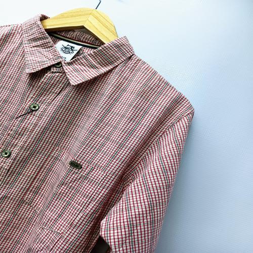 CAMISA MANGA LARGA TALLA L - SAN DIEGO - CUELLO FRANCES - ROJO/NEGRO CUADROS