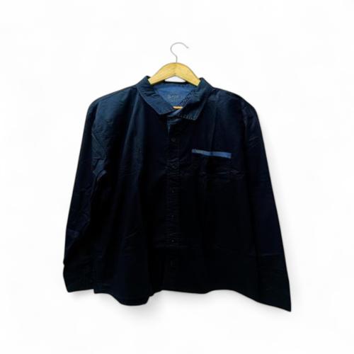 CAMISA MANGA LARGA TALLA 3XL - SF36 - CUELLO FRANCES - AZUL MARINO/BOLSILLO-LETRAS 3D