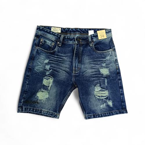 PANTALONETA JEANS TALLA 38 - COD27 - SLIM FIT/ RIGIDO/RASGADO/AZUL OSCURO PRELAVADO