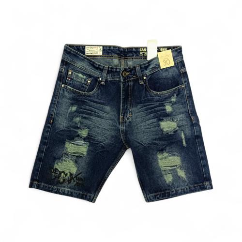 PANTALONETA JEANS TALLA 38 - COD27 - SLIM FIT/ RIGIDO/RASGADO/AZUL MEDIO OSCURO PRELAVADO