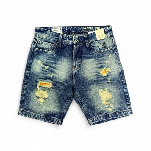 PANTALONETA JEANS TALLA 36 - COD27 - SLIM FIT/ RIGIDO/RASGADO/AZUL MEDIO OSCURO PRELAVADO / SUCIO