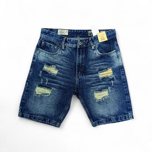 PANTALONETA JEANS TALLA 36 - COD27 - SLIM FIT/ RIGIDO/RASGADO/AZUL OSCURO PRELAVADO / SUCIO