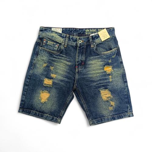 PANTALONETA JEANS TALLA 36 - COD27 - SLIM FIT/RIGIDO/RASGADO/AZUL MEDIO OSCURO PRELAVADO/ CON EFECTO