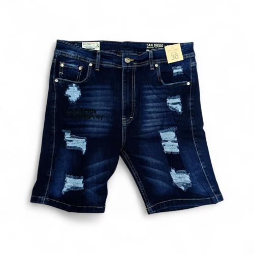 PANTALONETA JEANS TALLA 36 - COD27 - STRETCH /RASGADO/ AZUL OSCURO PRELAVADO