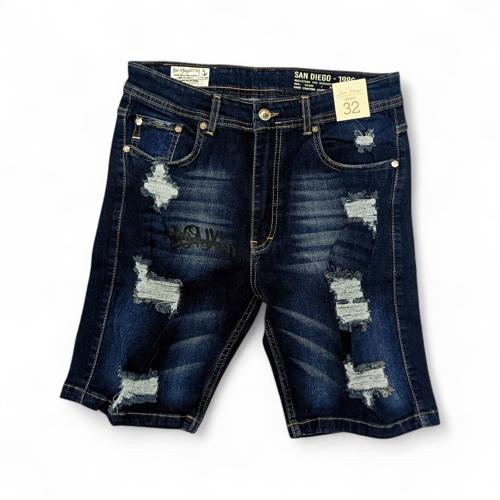 PANTALONETA JEANS TALLA 36 - COD27 - STRETCH /RASGADO/ AZUL OSCURO PRELAVADO