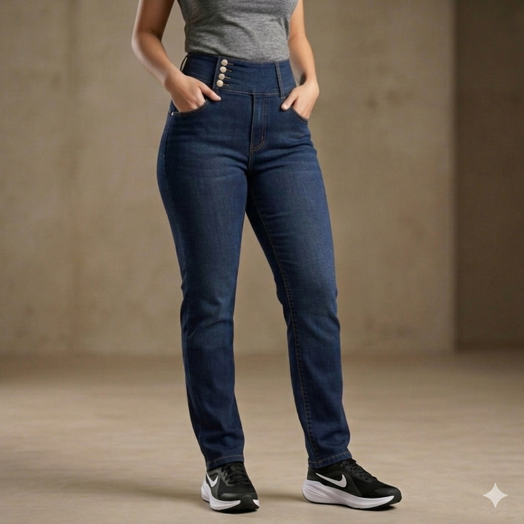 PANTALON JEANS | RECTO - STRECH | BOTONES | S4 | MUJER | #16