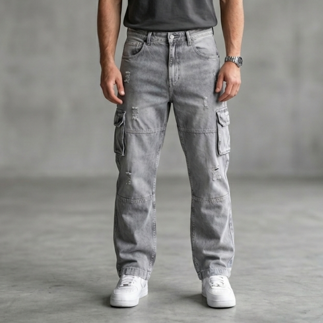 PANTALON JEANS CARGO | BAGGY STYLE | RIGIDO RASGADO | CZ CL. / S6 | #28 |HOMBRE