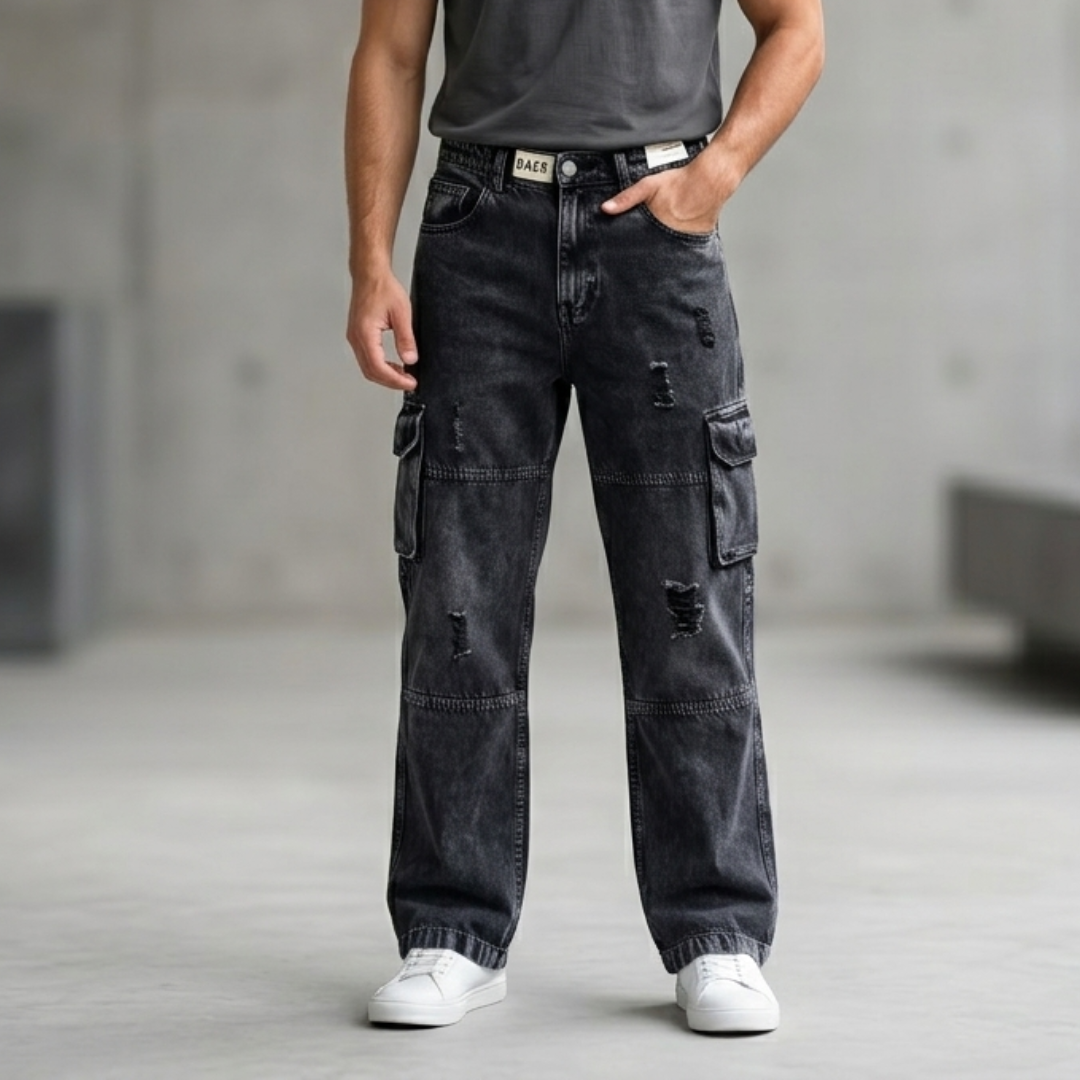 PANTALON JEANS CARGO | BAGGY STYLE | RIGIDO RASGADO | CZ O./S8 | #32 |HOMBRE