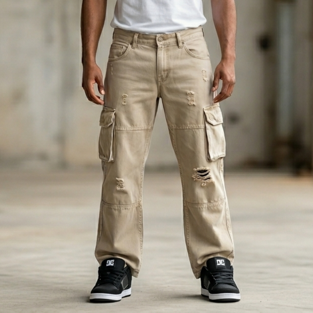 PANTALON JEANS CARGO | BAGGY STYLE | RIGIDO RASGADO | CF C. | #30 |HOMBRE