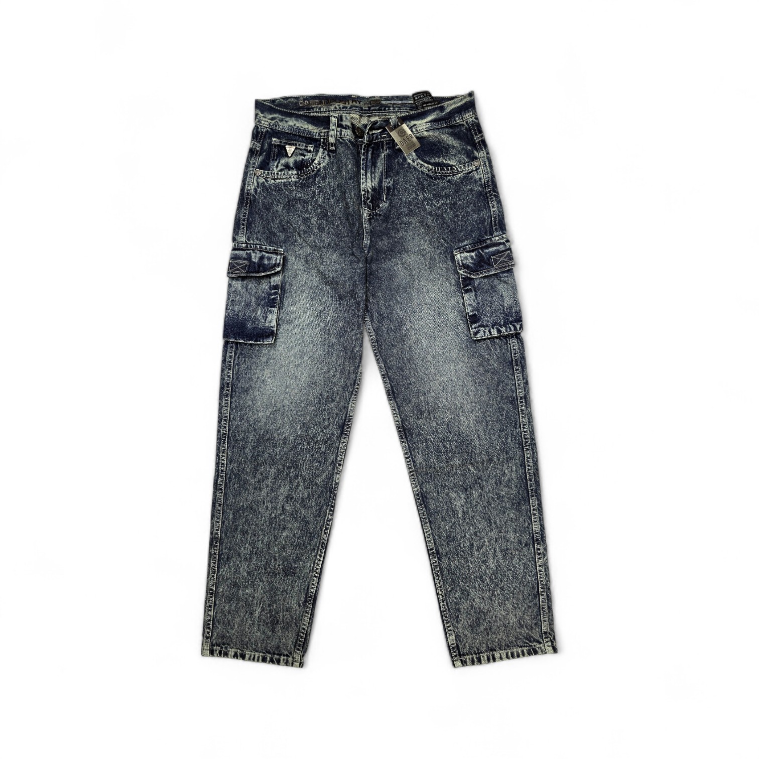 PANTALON JEANS CARGO TALLA 30 - COD98 - AZUL OSCURO PRELAVADO