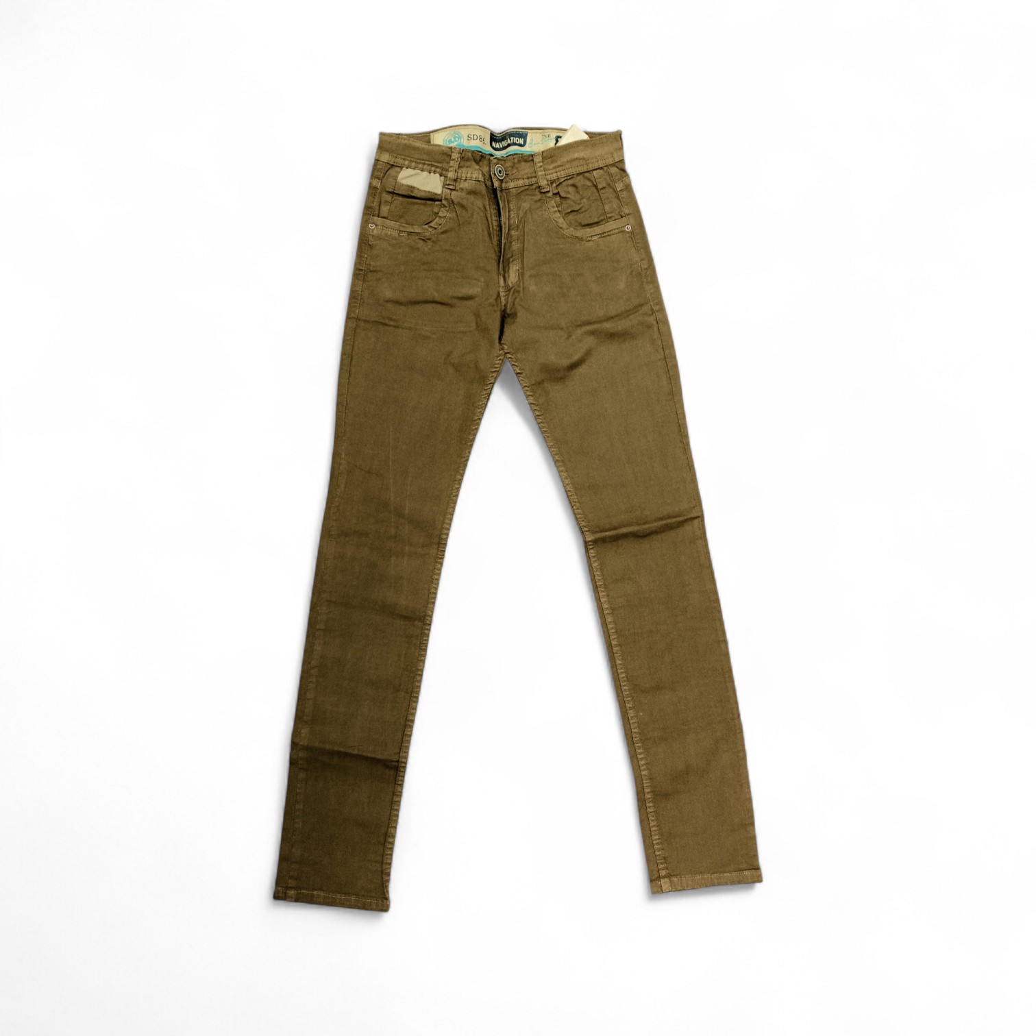 PANTALON JEANS COLOR TALLA 30 - COD27 - SEMI TUBO - CAFE MEDIO OSCURO