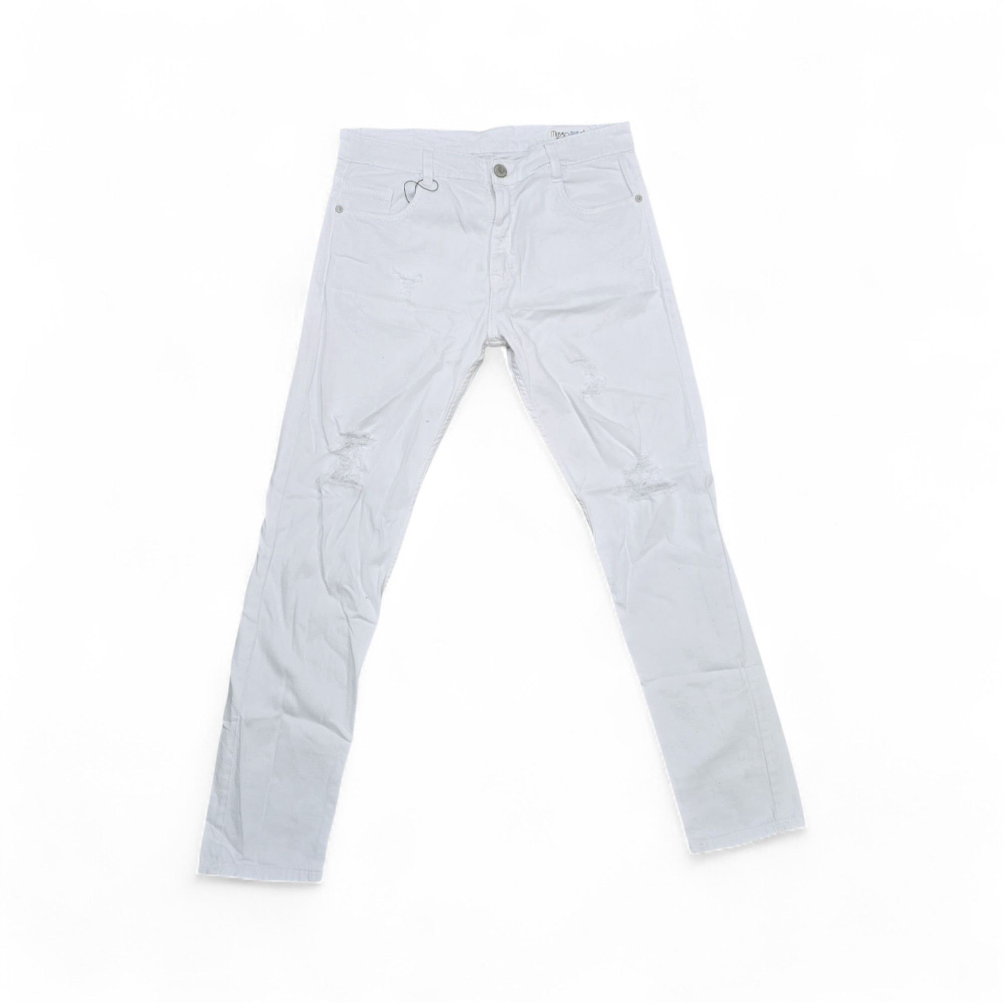 PANTALON JEANS TALLA 30 - COD35 - SLIM FIT - BLANCO ENTERO / RASGADO