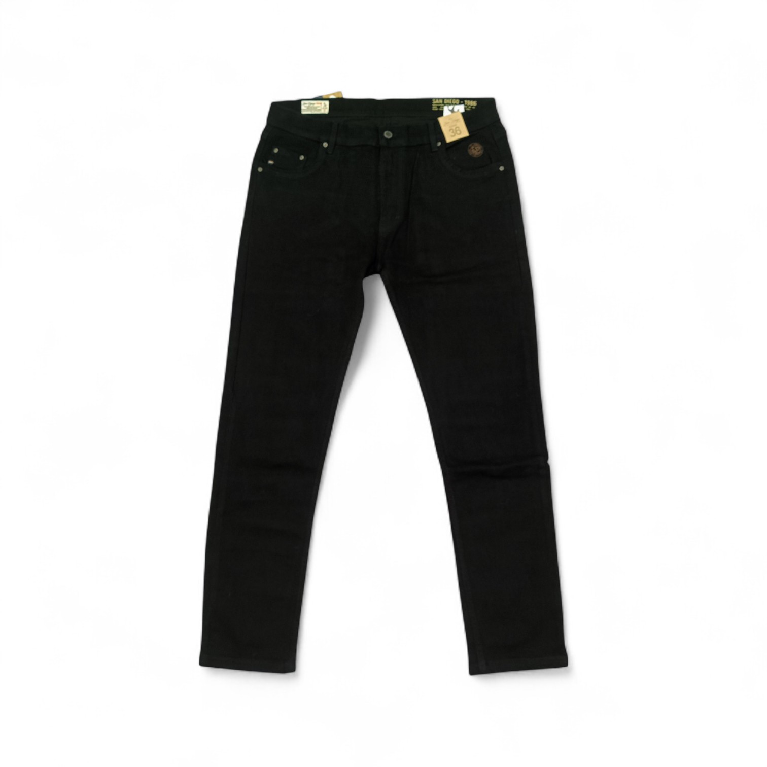 PANTALON JEANS TALLA 38 - COD27 - SEMITUBO - STRECH - NEGRO
