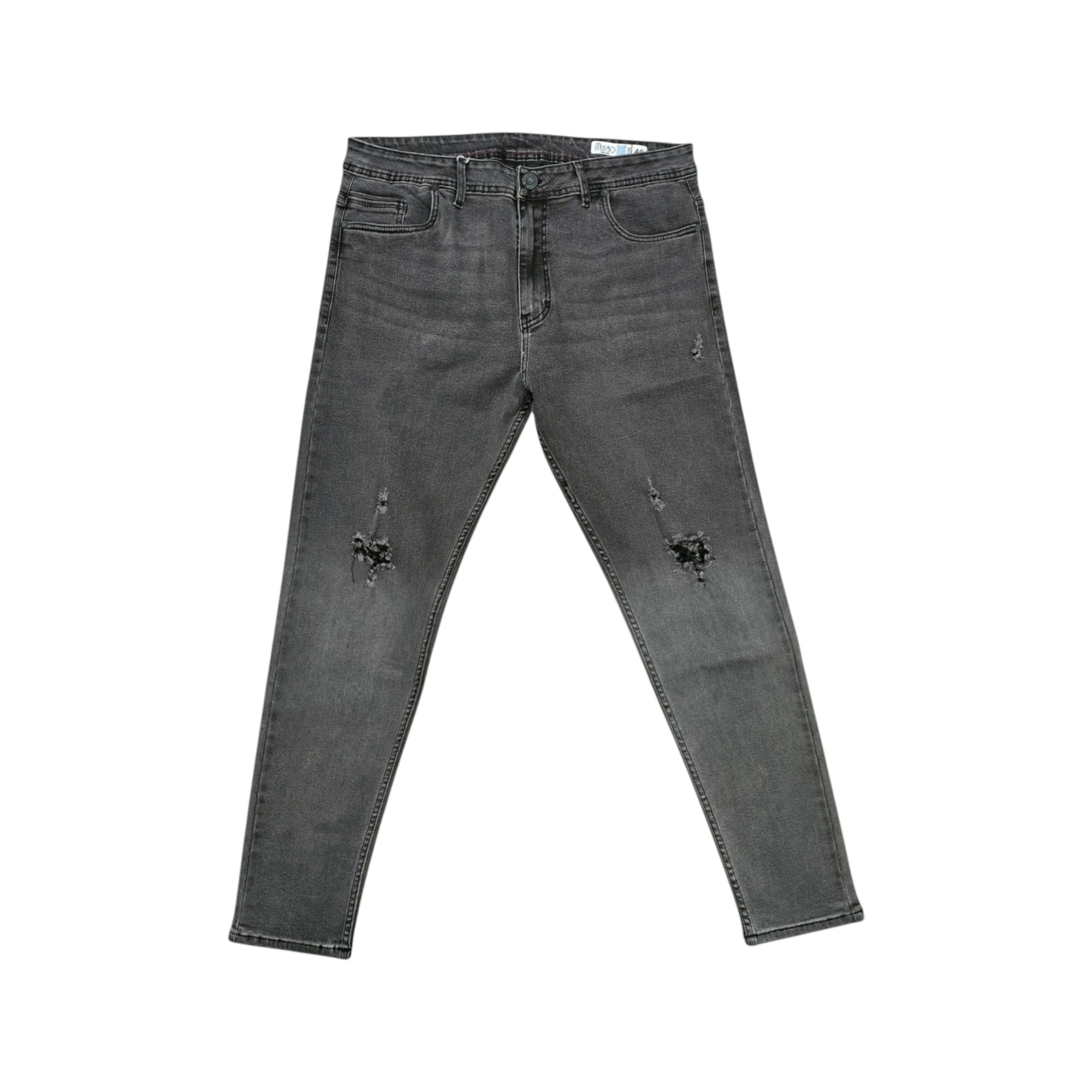 PANTALON JEANS TALLA 40 - COD35 - SEMI TUBO SKINNY - CENISO RASGADO