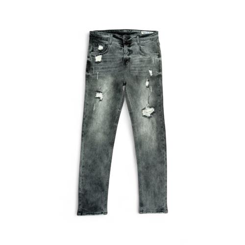 PANTALON JEANS TALLA 32 - COD35 - SEMI RECTO / SLIM FIT / 141 BLACK SF - CENIZO CLARO - RASGADO