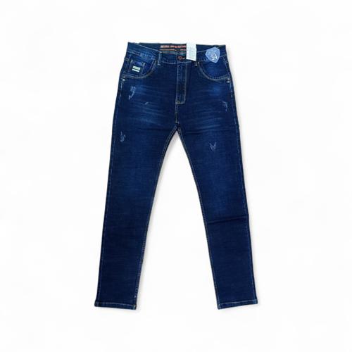 PANTALON JEANS TALLA 34 - COD27 - SEMI TUBO - AZUL MARINO PRELAVADO (PEQUEÑOS RASGADOS)
