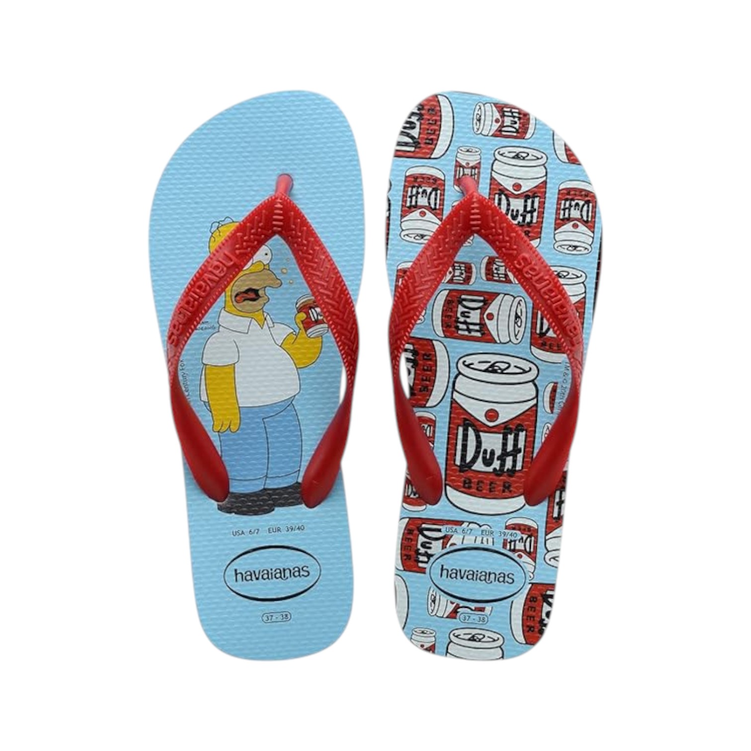 SANDALIA TALLA 9.0 - COD56 - SIMPSONS FC - CELESTE TIRAS ROJAS US :9.0 EUR:43/44 BR:41/42