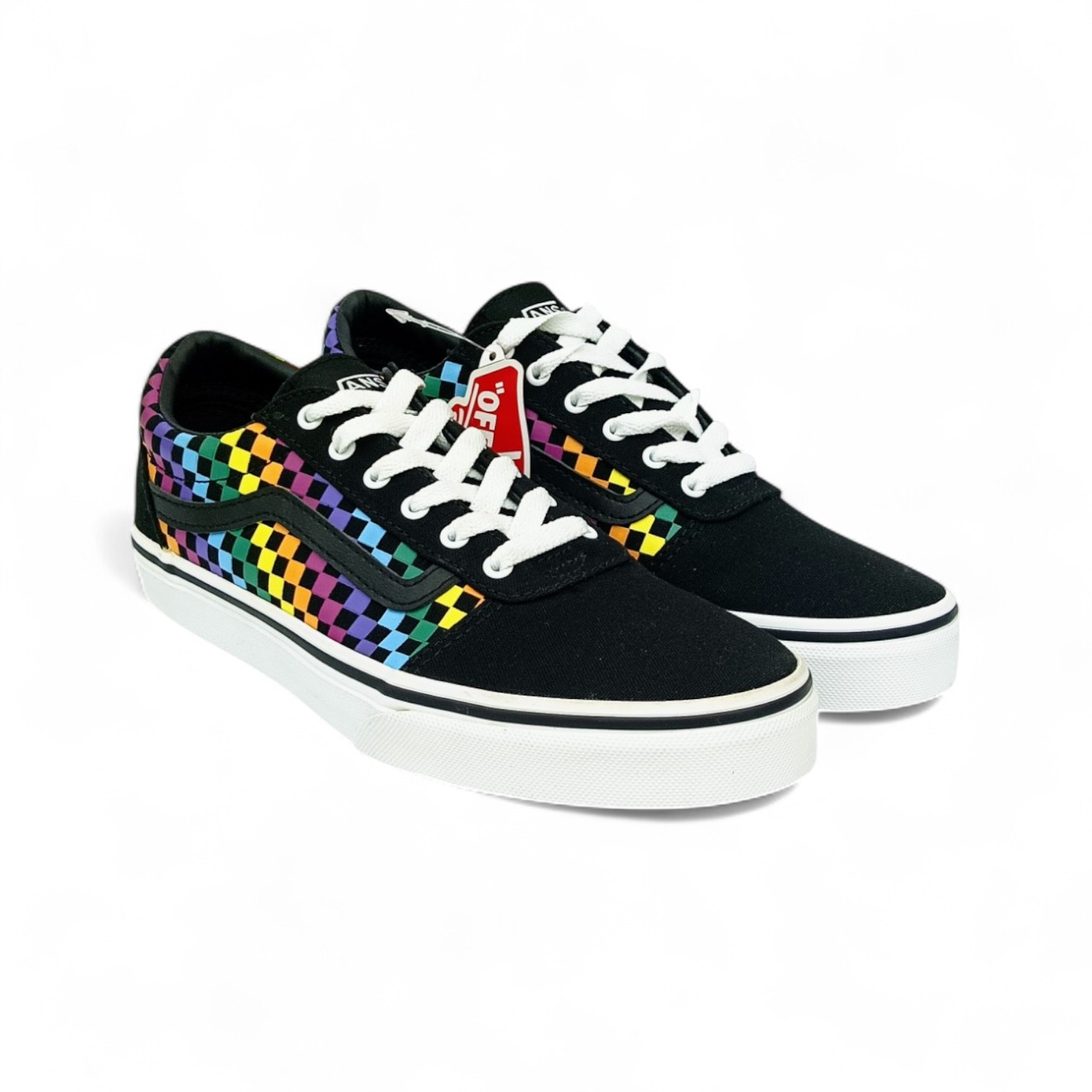 ZAPATO TALLA 6.0 - VANS - WARD - NEGRO/CUADROS DE COLORES