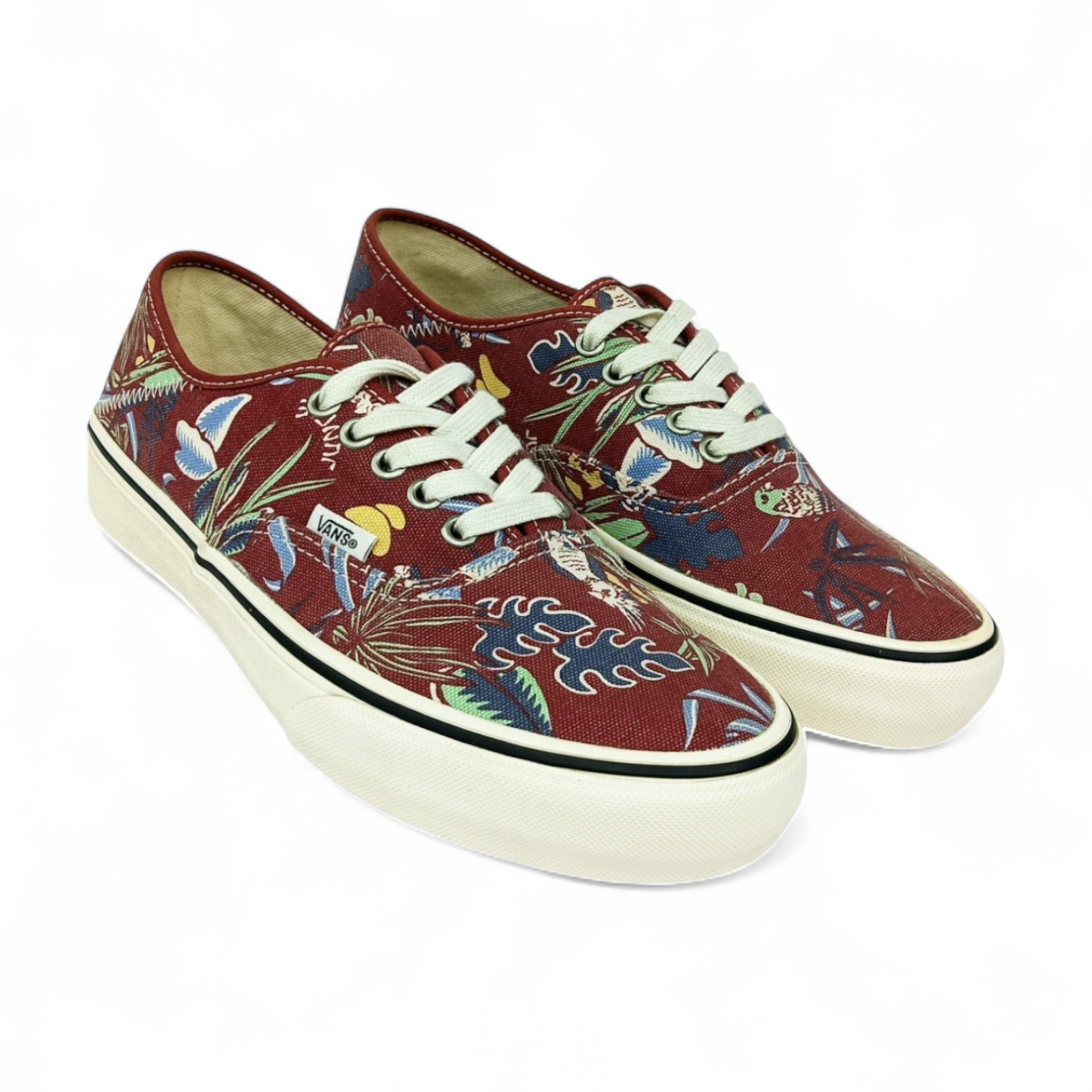 ZAPATO TALLA 7.5 - VANS - AUTHENTIC SF - VINO/FLORES TROPICALES