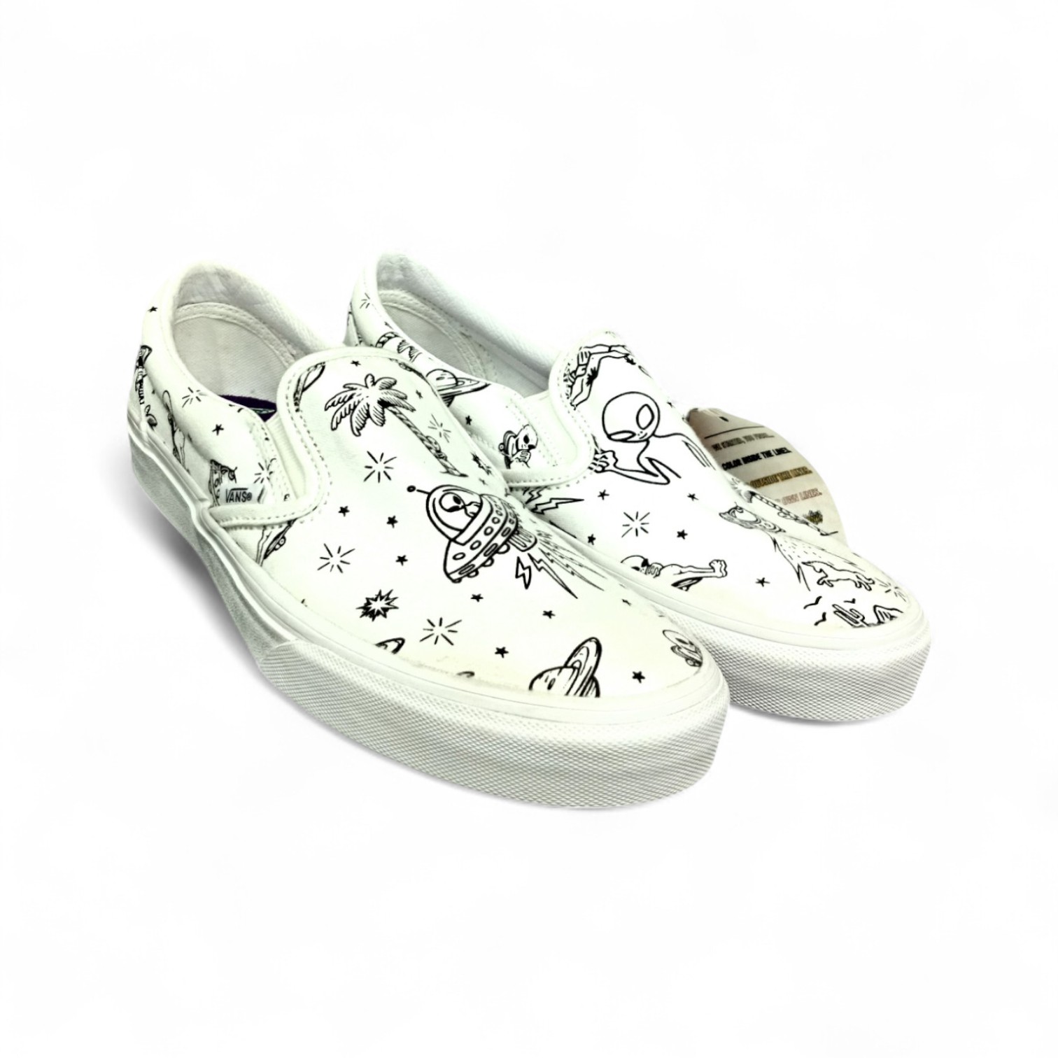 ZAPATO TALLA 8.5 - VANS - CLASSIC SLIP-ON - DIBUJOS BLANCO/NEGRO