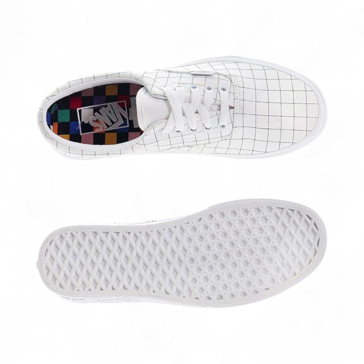 ZAPATO TALLA 9.0 - VANS - ERA - LINEA CUADRO BLANCO/NG