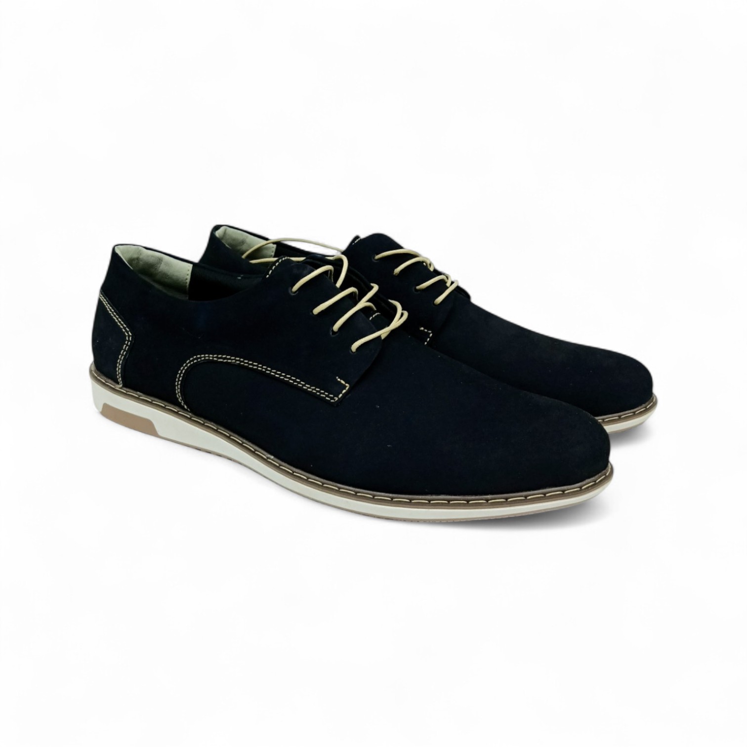 ZAPATO TALLA 9.5 - VICTORY SHOES - KILIAN CASUAL / CUERO - NOBUK AZUL - 9.5 / 42